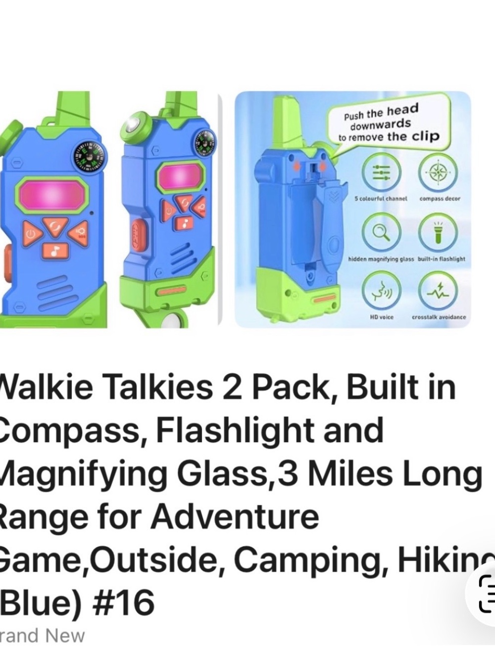 Kids Walkie Talkie 2-Pack in Blue and Green